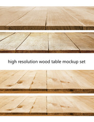 isolated on white high resolution wood table mockup set, can be