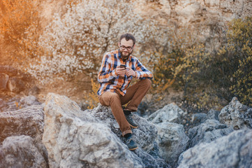 The guy with the dog