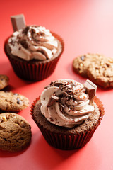 chocolate cupcakes with chocolate butter cream swirl