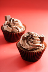 chocolate cupcakes with chocolate butter cream swirl