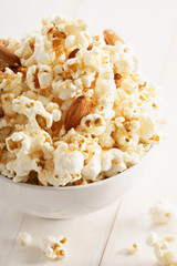 Sweet caramel popcorn in a bowl