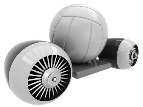 3D Volleyball on flying engine