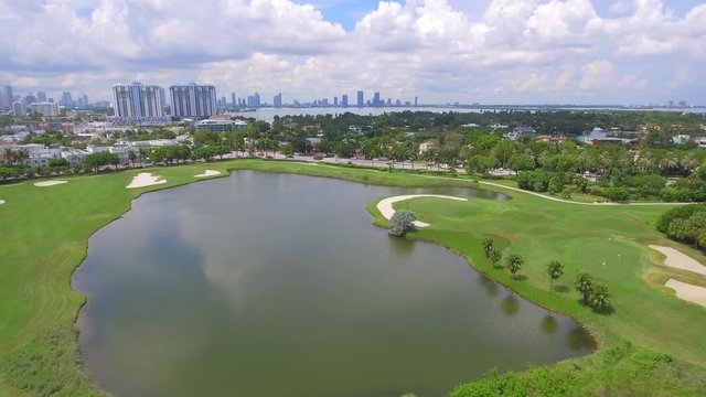Aerial footage of the Miami Beach golf club