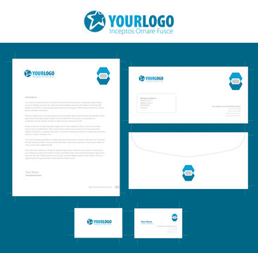 Corporate stationery template design with elements