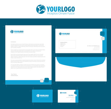 Corporate stationery template design with elements