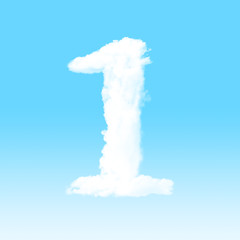 Number cloud alphabet font at sky background