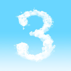 Naklejka premium Number cloud alphabet font at sky background