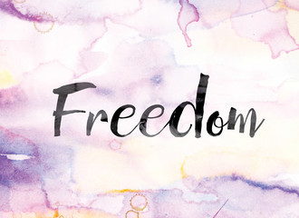 Freedom Colorful Watercolor and Ink Word Art