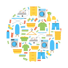 Vector flat laundry room background
