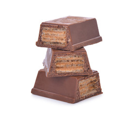 wafers in chocolate isolated on a white