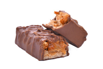 caramel chocolate isolated on white