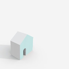 3d rendering of small concept house with aqua facade