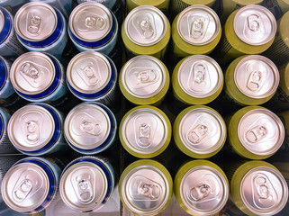 Cans of beer background texture