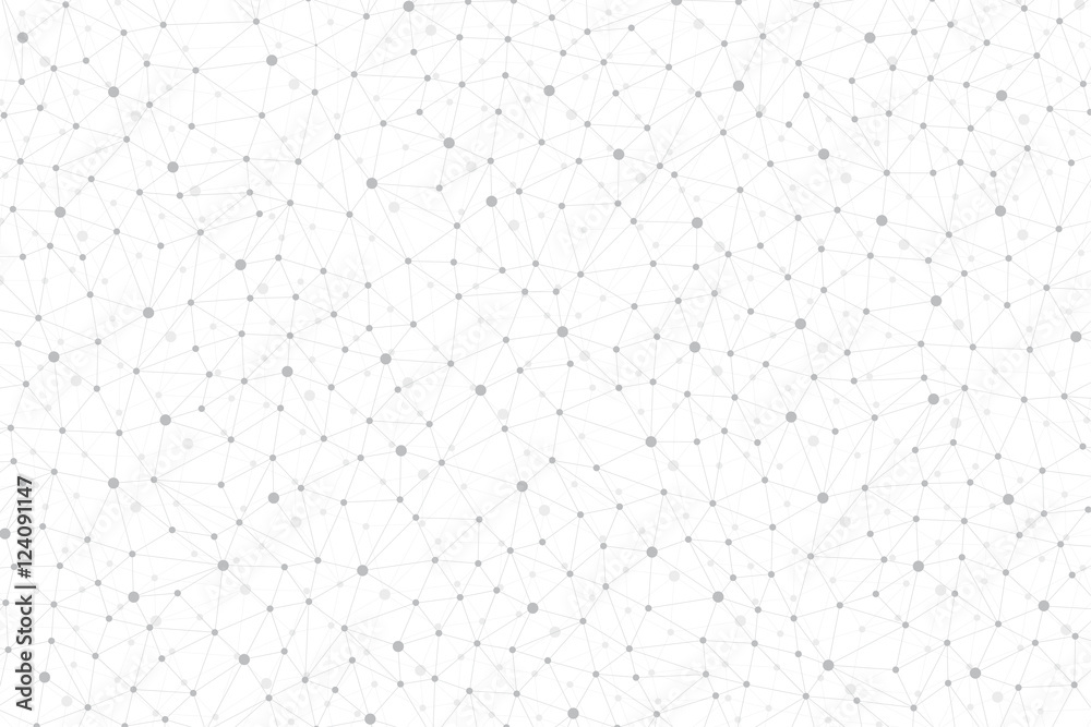 Poster Geometric abstract background with connected line and dots. Graphic background for your design. Vector illustration.