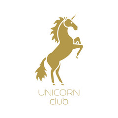 Unicorn club isolated logotype design on white background. Vector illstration