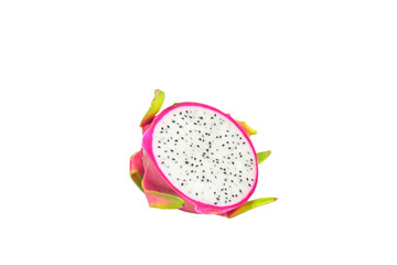 dragon Fruit cut half On a white background