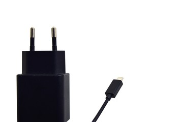 Mobile phone charger cable isolate on white background.