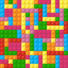 Colored plastic bricks seamless vector pattern