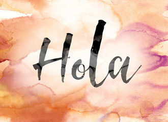 Hola Colorful Watercolor and Ink Word Art © enterlinedesign
