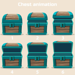 animation wood Treasure chest in vector illustrations