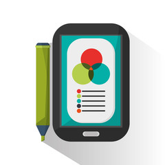 Smartphone and marker icon. Infographic data and information theme. Colorful design. Vector illustration
