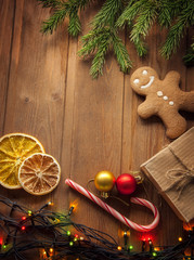 gingerbread Christmas tree and gifts on table