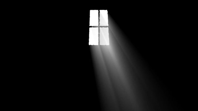 Bright Light Rays Get Inside a Dark Room Through a Window In a Cartoon Style