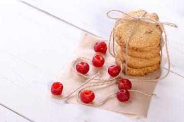 Oatmeal cookies with cherries