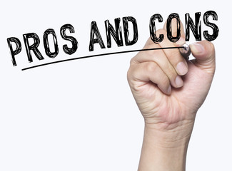 pros and cons  written by hand