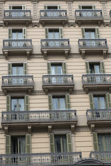 Fototapeta premium Building with plenty of balconies in pattern shape