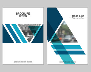 Vector brochure cover templates with blurred cityscape. EPS 10. Mesh background.