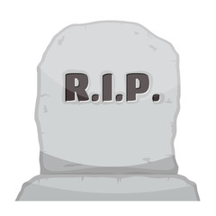 Vector illustration gray gravestone on white background. Cartoon