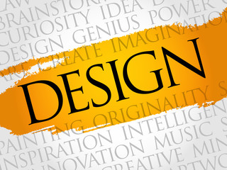 DESIGN word cloud collage, creative business concept background