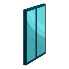 Blue glass door icon. Cartoon illustration of door vector icon for web design