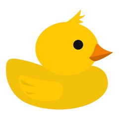 Yellow rubber duck icon. Flat illustration of duck vector icon for web design
