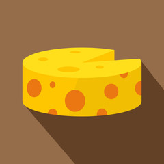 Wheel of traditional cheese icon. Flat illustration of traditional cheese vector icon for web