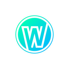 Letter W logo,Circle shape symbol,Digital,Technology,Media