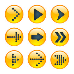 Set of Yellow Signs Arrows. Sign Arrows Icons