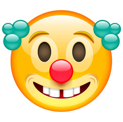 Happy Clown Face with Green Hair. Emoji of Clown