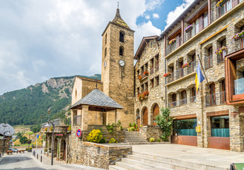 Church of Sant Corneli and Cebria in Ordino - Andorra - obrazy, fototapety, plakaty