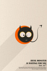 Devilish good monster invites Halloween ready slim design party invitation. vector graphics, trendy design. Night of fear.