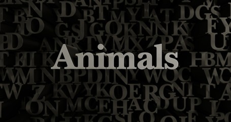 Animals - 3D rendered metallic typeset headline illustration.  Can be used for an online banner ad or a print postcard.