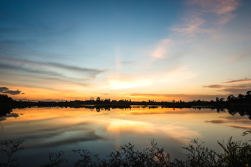 Fototapeta premium sunset on the lake landscape