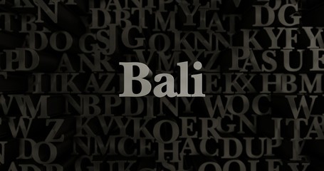 Bali - 3D rendered metallic typeset headline illustration.  Can be used for an online banner ad or a print postcard.