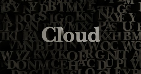 Cloud - 3D rendered metallic typeset headline illustration.  Can be used for an online banner ad or a print postcard.
