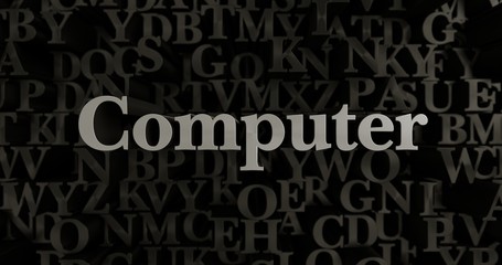 Computer - 3D rendered metallic typeset headline illustration.  Can be used for an online banner ad or a print postcard.