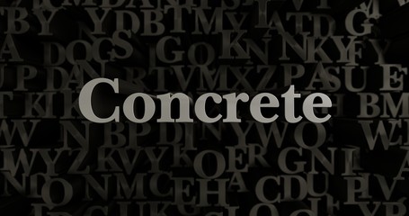 Concrete - 3D rendered metallic typeset headline illustration.  Can be used for an online banner ad or a print postcard.