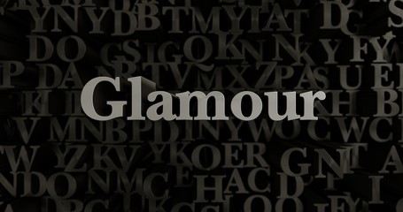 Glamour - 3D rendered metallic typeset headline illustration.  Can be used for an online banner ad or a print postcard.