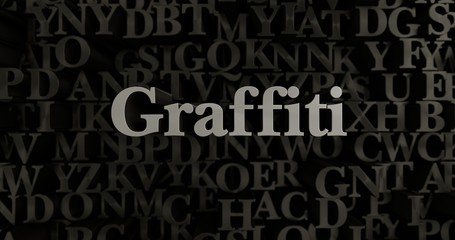 Graffiti - 3D rendered metallic typeset headline illustration.  Can be used for an online banner ad or a print postcard.