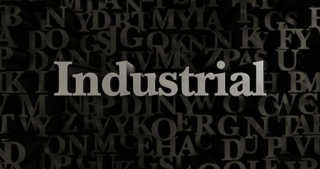 Industrial - 3D rendered metallic typeset headline illustration.  Can be used for an online banner ad or a print postcard.